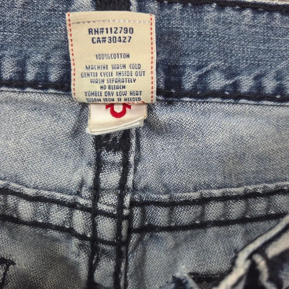 True Religion Billy Super T Jeans Mens 36 Made USA Light Wash Flap Bootcut Y2K